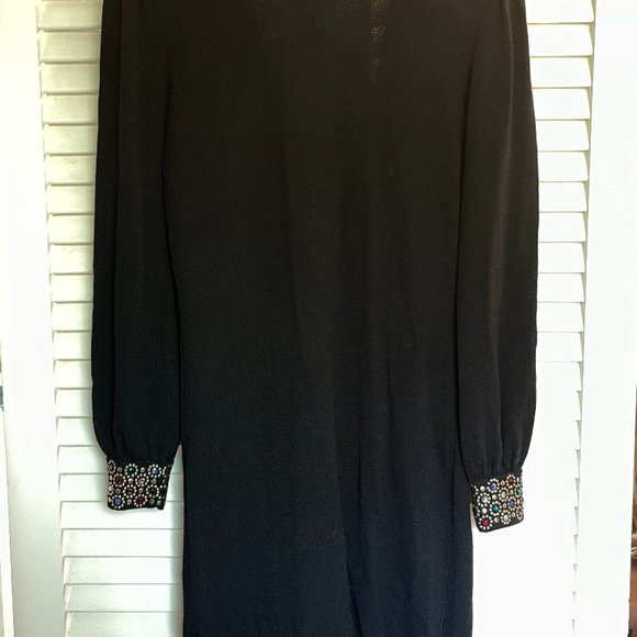VINTAGE St. John's 1960's Jewel Embellished Knit Midi dress with plunging back - Picture 5 of 6